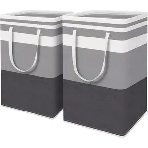 2-piece large laundry basket bag waterproof independent laundry basket foldable high leg clothes basket with extended handle