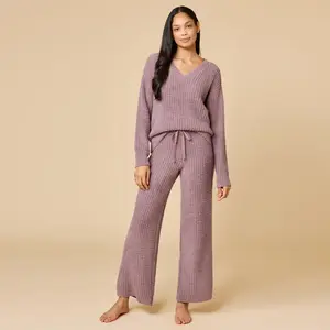 Solid Marshmallow V-Neck Lounge Set