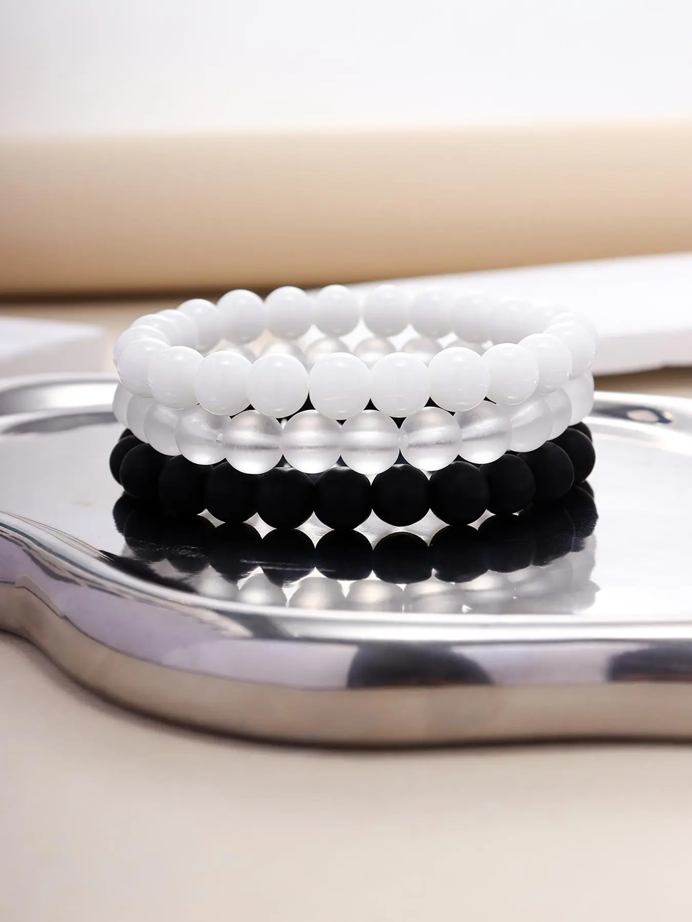 Simple Plain Beaded Bracelet, Stackable Bracelets, 3pcs Bracelet Set Casual Adjustable Jewelry for Women & Men for Party, Daily Clothing Decor, Trendy All-match & Exquisite Jewelry for Birthday Gift, Stacking Bracelet