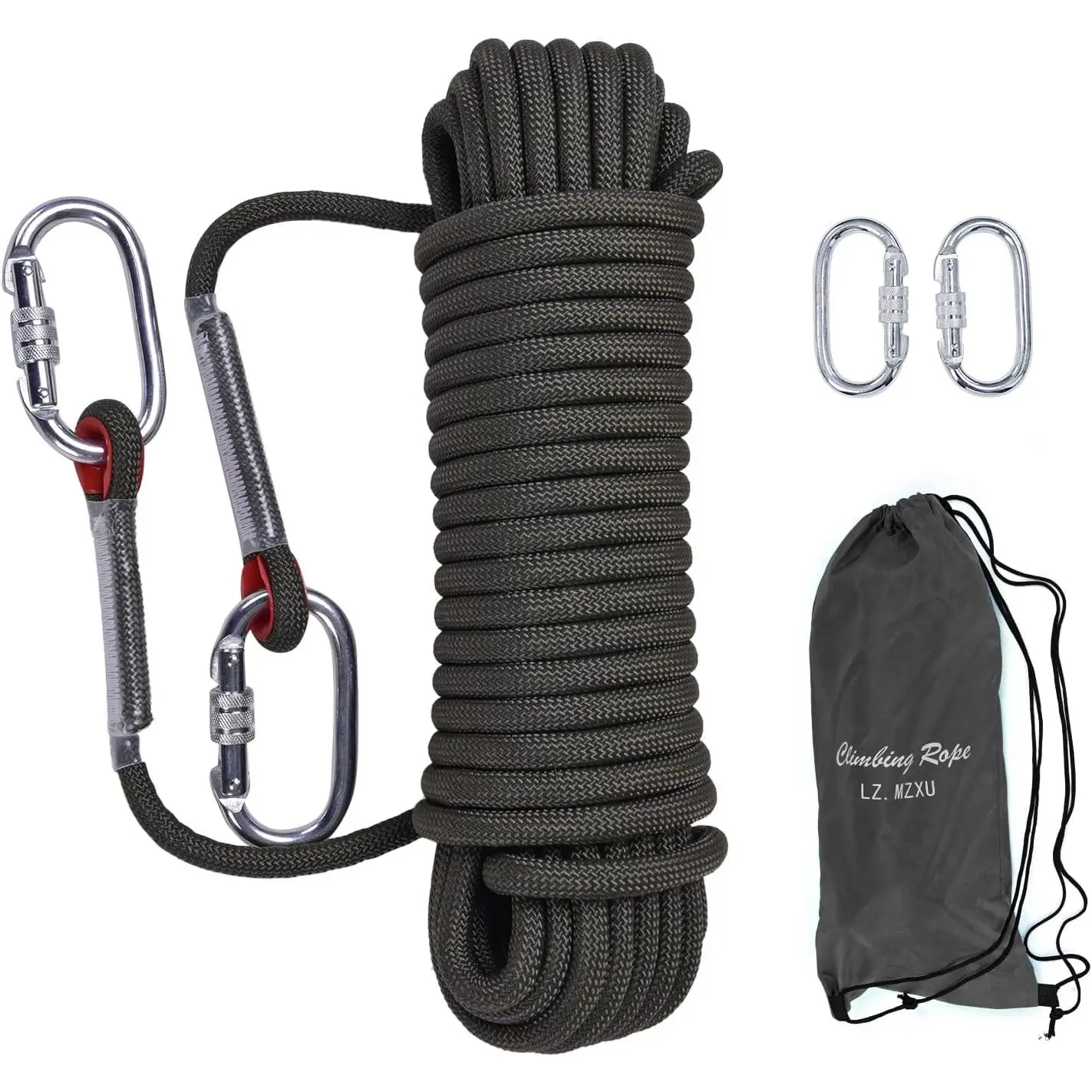 12mm Diameter 5100 LB Max Impact Heavy Duty Static Climbing Rope, Professional Rappelling Rope for Outdoor, High Strength Polyester Rope for Tree Climbing, Hiking, Camping, Escape, Hammock - Multiple Lengths & Colors