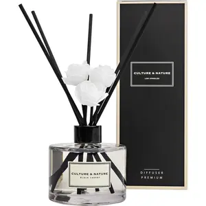 CULTURE & NATURE Reed Diffuser Set 6.7oz (200ml) Black Cherry Scented Diffuser with Sticks Home Fragrance Reed Diffuser for Bathroom Shelf Decor