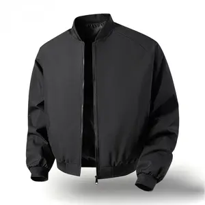 Men's Trendy Solid Color Baseball Jacket Fashionable Black Bomber Coat Lightweight Windproof Comfortable Streetwear Casual Daily Apparel Sports Style Perfect Gift Jacket mental  hospital  jacket