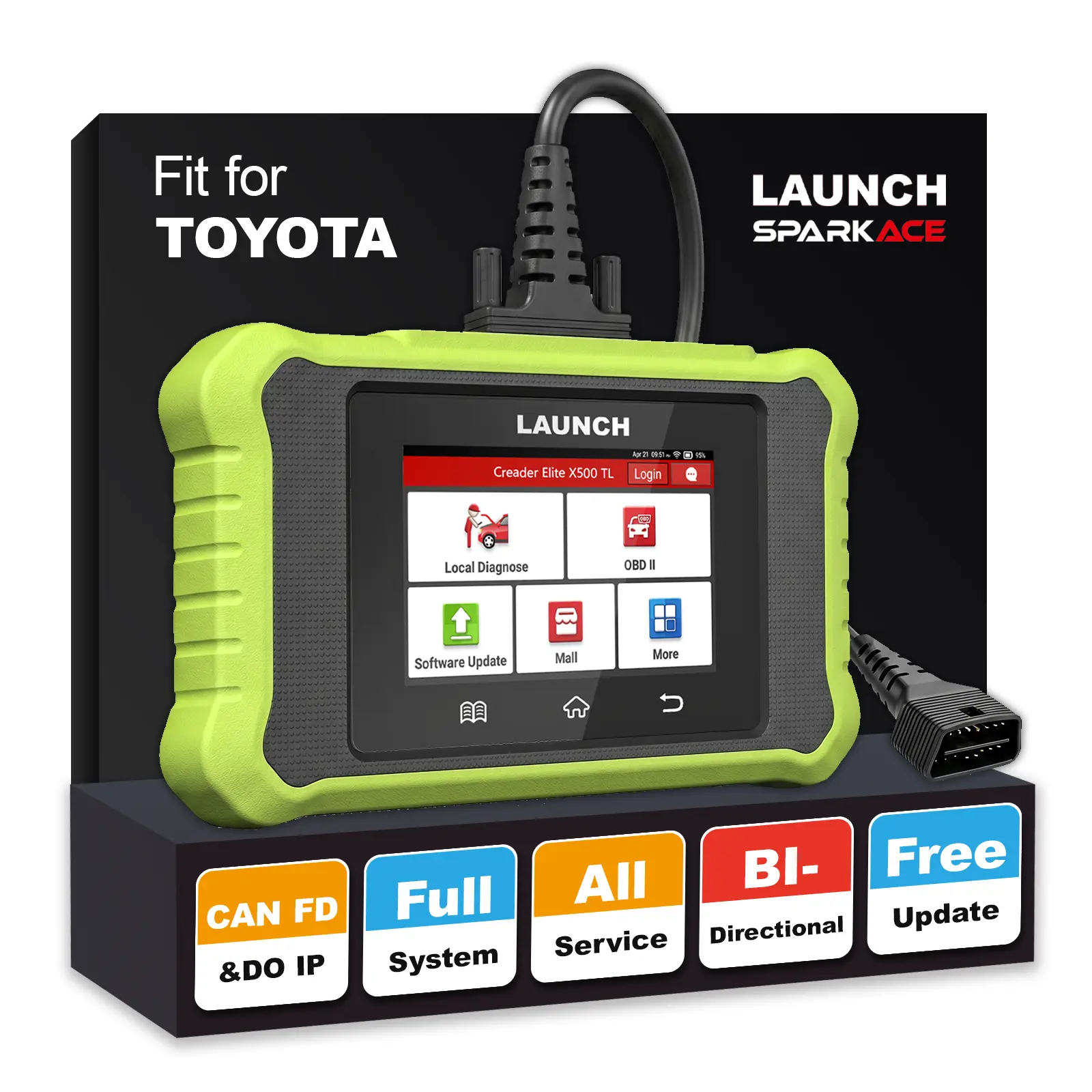 LAUNCH Creader Elite X500 OBD2 Scanner for Toyota Lexus, Full System Bi-Directional Scan Tool, All Reset Service Code Reader, Auto VIN, Lifetime Free Update