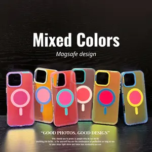 Macaron Aurora Magnetic IMD Touch Fashion Phone Case, suitable for iP 17 Pro protective case, popular shockproof trendy 14 Pro Max phone case