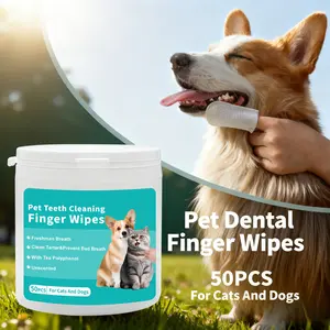Pet Dental Finger Wipes for Oral Care, Gentle Cleaning & Plaque Removal, Fresh Breath Pet Hygiene Products, Convenient One-Time Use, Disposable
