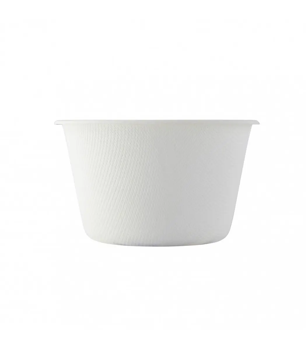 Packnwood 210GPU240F Disposable White Sugarcane Takeout Bowl - 8.5 oz, 3.7 in, No Added PFAS, 1000 Pieces