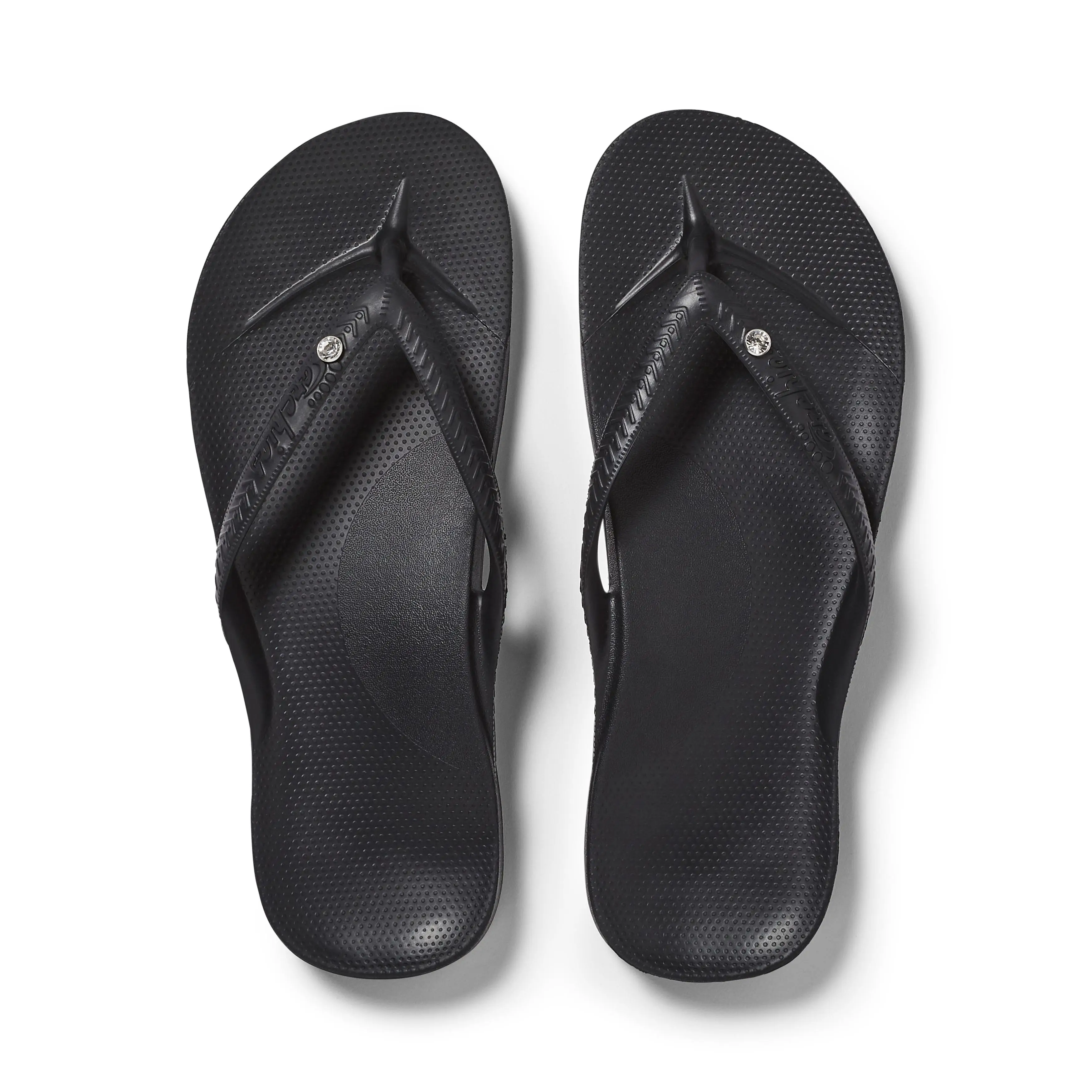 Comfy Arch Support Flip Flops - Comfortable, Supportive, Everyday, Orthopedic, Summer, Women's, Men's, 2025 - Crystal Black - Archies Footwear