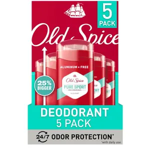 Old Spice High Men’s Deodorant, 48-Hr. Protection, Pure Sport, 3.0 oz., 5 pk. Body Care Aroma Clear Daily Scent