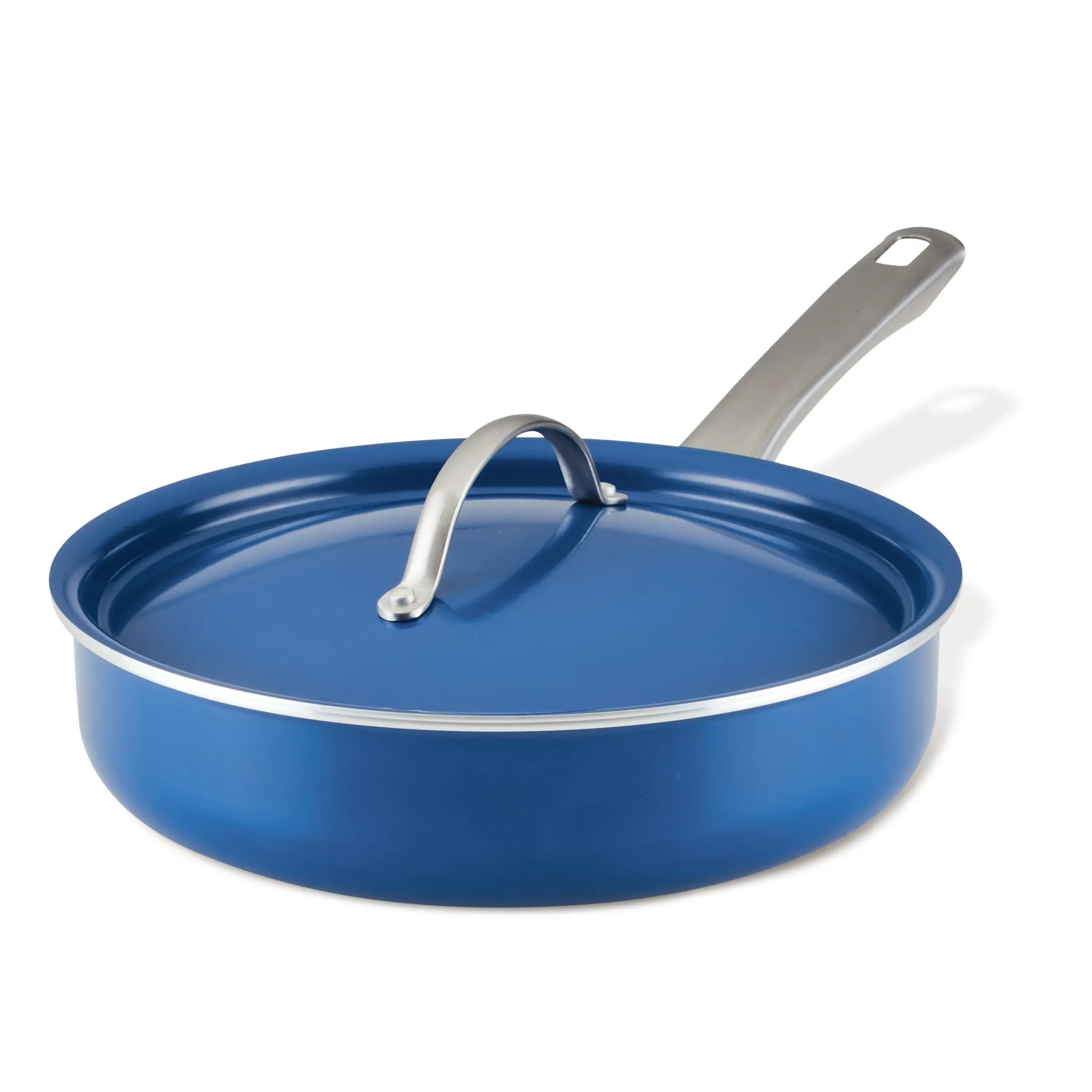 Farberware 2.75 Quart Ceramic Nonstick Saute Pan with Lid - Elegant Design, Stainless Steel, Dishwasher Safe, Healthy Cooking, Fast Heating