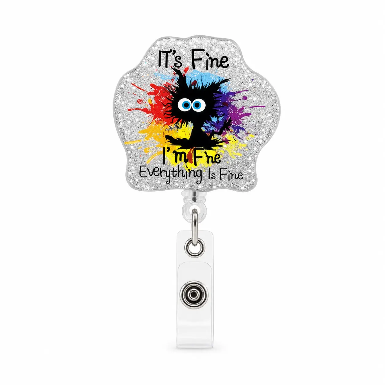 Funny Colorful Cat Nurse Badge Reel, RN Badge Buddy, Cute ID Work Badge Holder with Retractable Alligator Clip, for LPN CNA MA Nurse Doctor Nursing Student Teacher, and Medical Workers