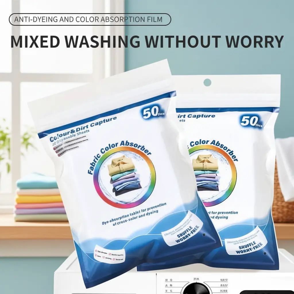 Laundry Color Catcher Sheets 50 Count Mixed Washing Friendly Stain Prevention Nano Adsorption Technology Safe Gentle Formula for Vibrant Clothes - Detergent