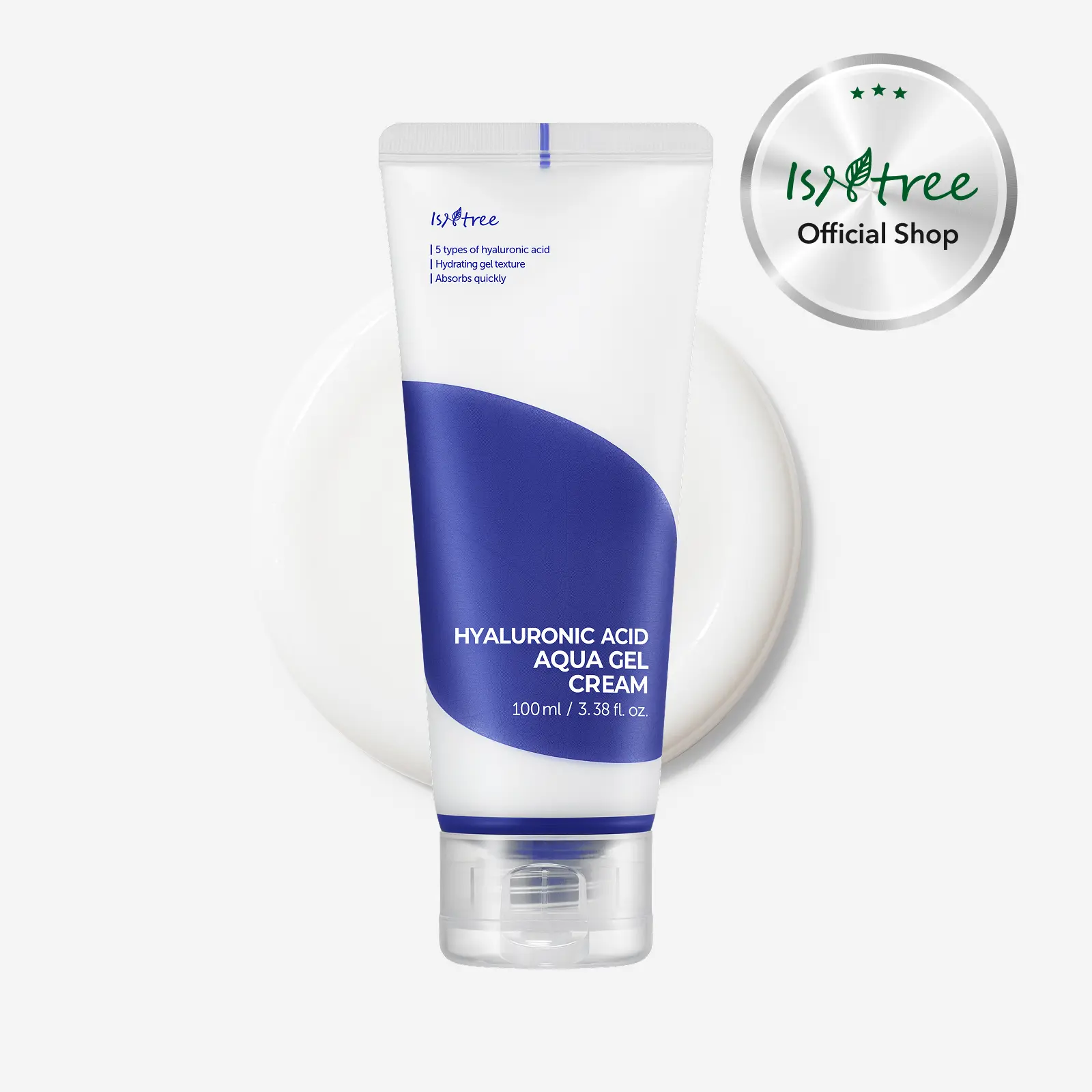 [isntree Official Shop] Hyaluronic Acid Aqua Gel Cream 3.38 fl.oz / 100ml - Lightweight moisturizer for oily to combination skin, quick-absorbing hydration, Korean Skincare