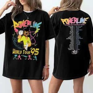 Two Sided Powerline Stand Out World Tour 95 Comfort Colors T-shirt Vintage Graphic Tee - Soft Cotton Short Sleeve Shirt for Men & Women