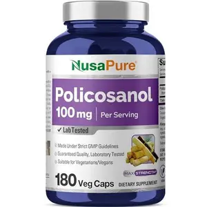 NusaPure Policosanol 100mg 180 Veggie Capsules - Vegan, Non-GMO Health Supplement, Natural Dietary & Vegetarian Vitamins Supplements