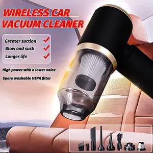 3-in-1 Portable Car Vacuum Cleaner with Cordless Design, USB Rechargeable, 75dB Noise Level, Strong Suction Power, Lithium Battery, Hand Pump & Air Duster for Home and Vehicle Use, Cordless Vacuum Cleaner