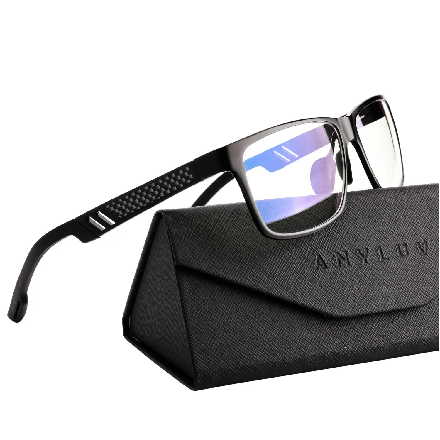 ANYLUV Premium Carbon Blue Light Blocking Lightweight Durable Glasses with Spring Hinges, High-Definition Lenses to Reduce Eye Strain (4571), High Quality Eyewear, 45% Block, Blue Lens Non-Prescription Glasses, Blue Light Blocking Glasses