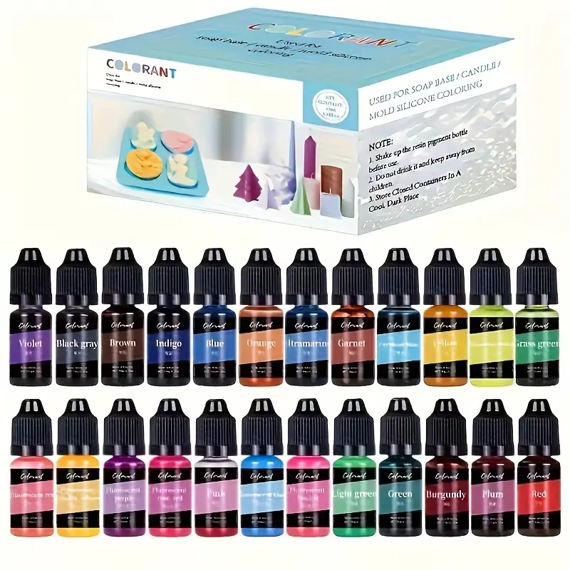 18/24/30/36 color liquid candle dye set -10ml (0.34oz) high concentration wax pigment, suitable for soy wax, beeswax, petroleum candles - bright and non fading, suitable for candle making, wax melting blocks - easy to mix formula, home fragrance crafts
