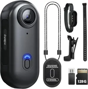 SONGYUKA 1080P Wearable Wireless Mini Action Camera, Hands-Free, 64GB and 128GB Thumb Cam with Magnetic and 360° Clip, 150 Minutes Battery Life, Outdoor Action Camera for Cycling, Walking Pets (1080P-B) Adjustable Vlogging Camera