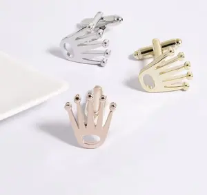 Vola Crown Cufflinks - Luxury Men's Crown Cufflinks in Gold, Silver, and Rose Gold - Includes Royal Monogram for Suit & Tuxedo