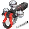TYT Heavy-Duty Tri-Ball Mount Trailer Hitch Tools, toolupgrade,2-in Receiver Fit, 1-7/8-in/2-in/2-5/16-in Solid Balls, Tow Hook & Shackle, Anti-Theft Pin Lock, 10,000 lbs GTW, 1,000 lbs Tongue Weight for Trucks