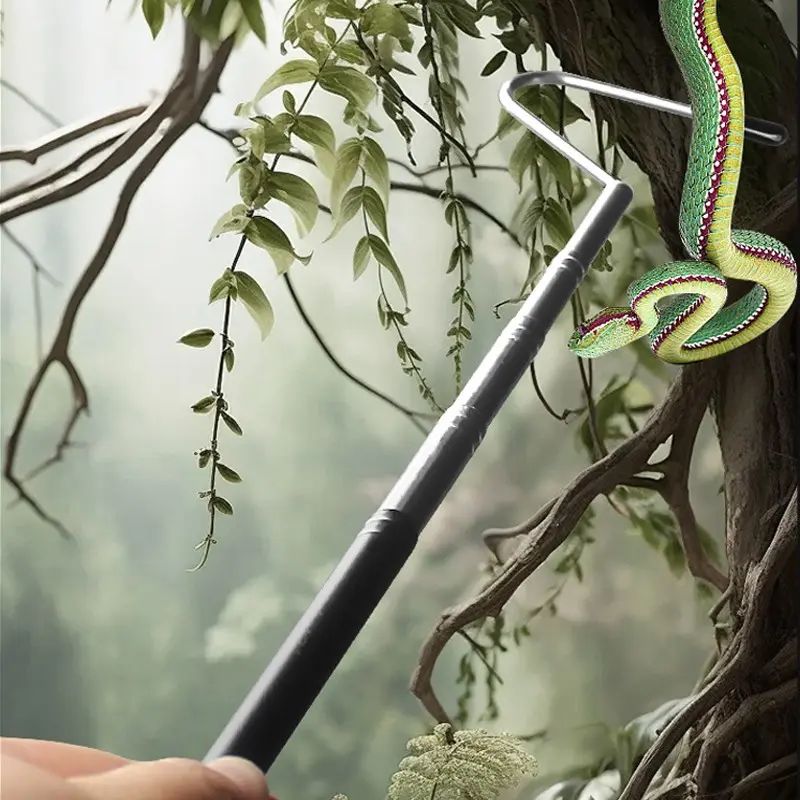 Extendable Snake Hook, Stainless Steel Snake Tool, Snapping Snake Clip, Snap Hooks, Ideal for Capturing & Handling Snakes