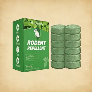 12 packs of high-efficiency rodent repellent! Natural formula, easy to use, effectively drives away mice. Long-lasting, suitable for indoor and outdoor gardens and home use. Has a pungent smell, buy with caution.