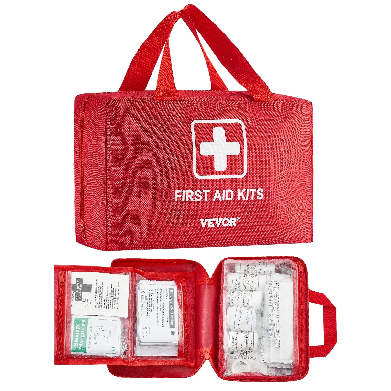 【Summerfinds】VEVOR 500-Piece First Aid Kit, 600D Nylon Built-to-Last Survival Equipment Set, Travel-Friendly Outdoor Emergency Blanket-Included Kit for Home, Sports Use