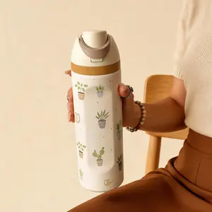 Double Layer Stainless Steel Insulated Cup Tumbler, 24/32/40oz Flower Pot Design, Cold Retention Up to 24 Hours, Ideal for Outdoor Sports & Travel, Portable, Water Bottles