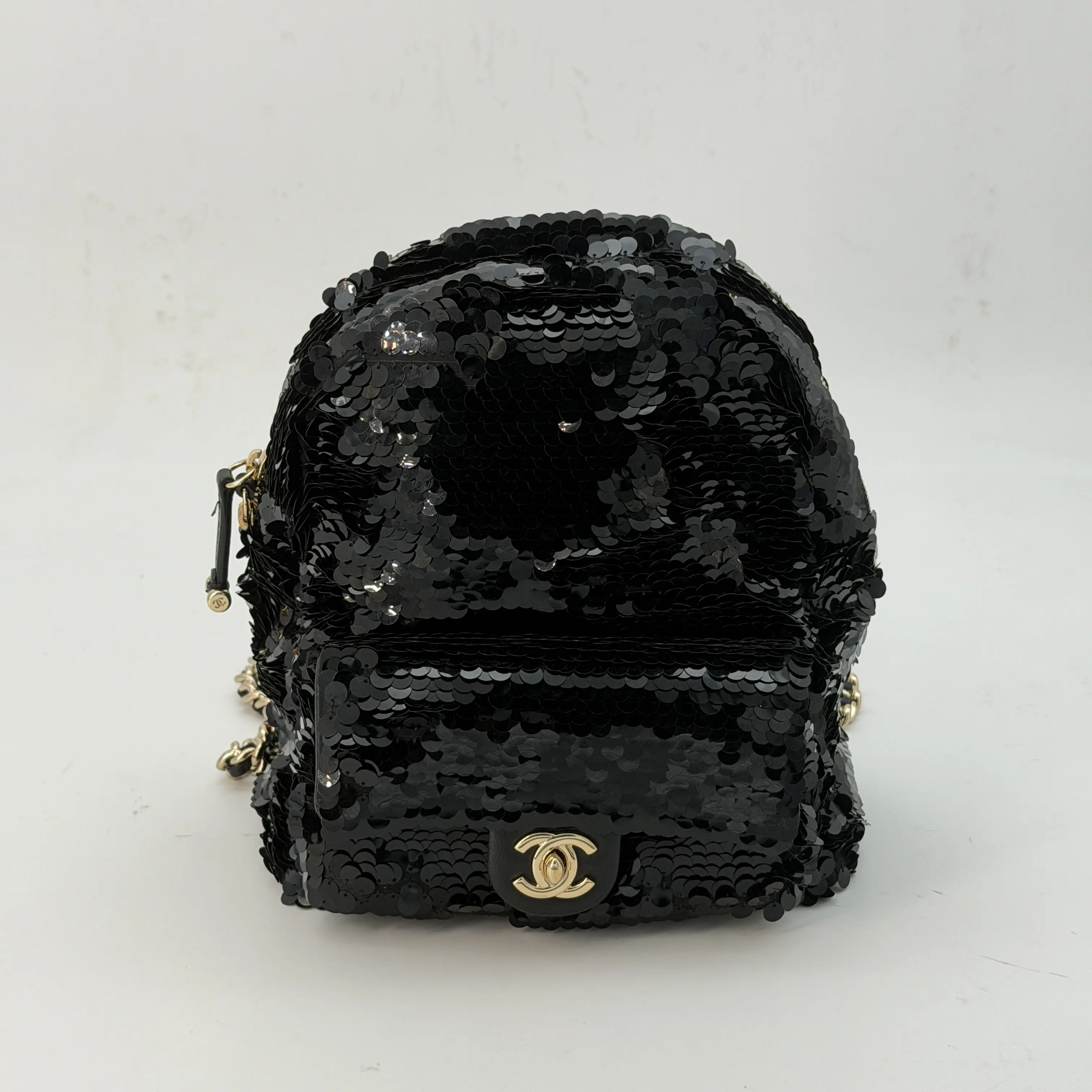 Pre-owned CHANEL sequin Backpacks Lambskin CC Backpack Black