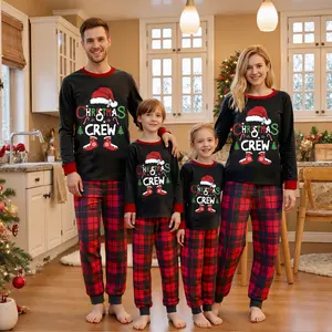 Christmas Pajamas for Family Matching Holiday PJ's Sets with Christmas Elk Print Long Sleeve Top and Plaid Pants Family Xmas Jammies Matching Festival Pajamas