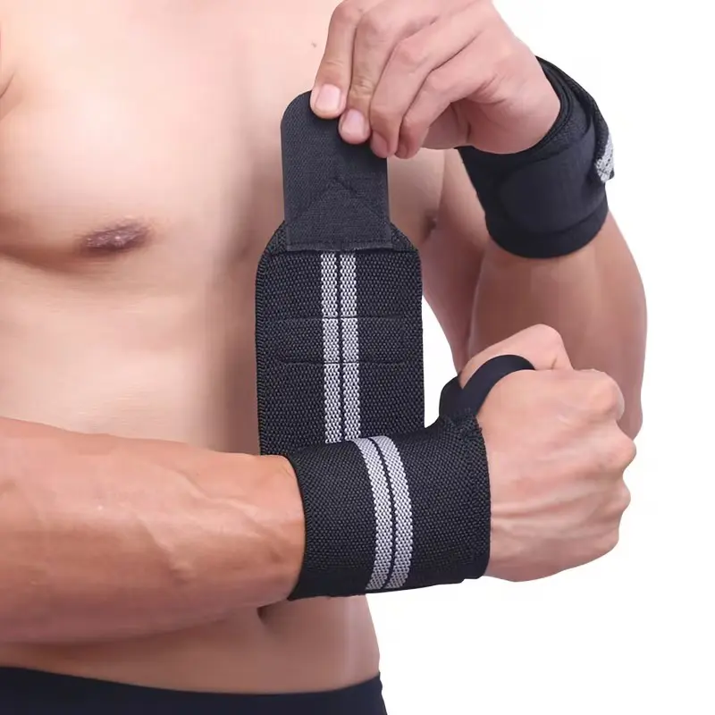 Unisex 2pcs Adjustable Thick Polyester Fitness Wrist Straps - Gym Wrist Support with Thumb Loops, Grip Band, Sleek Design, Flexible Material for Strength Training, Working Out