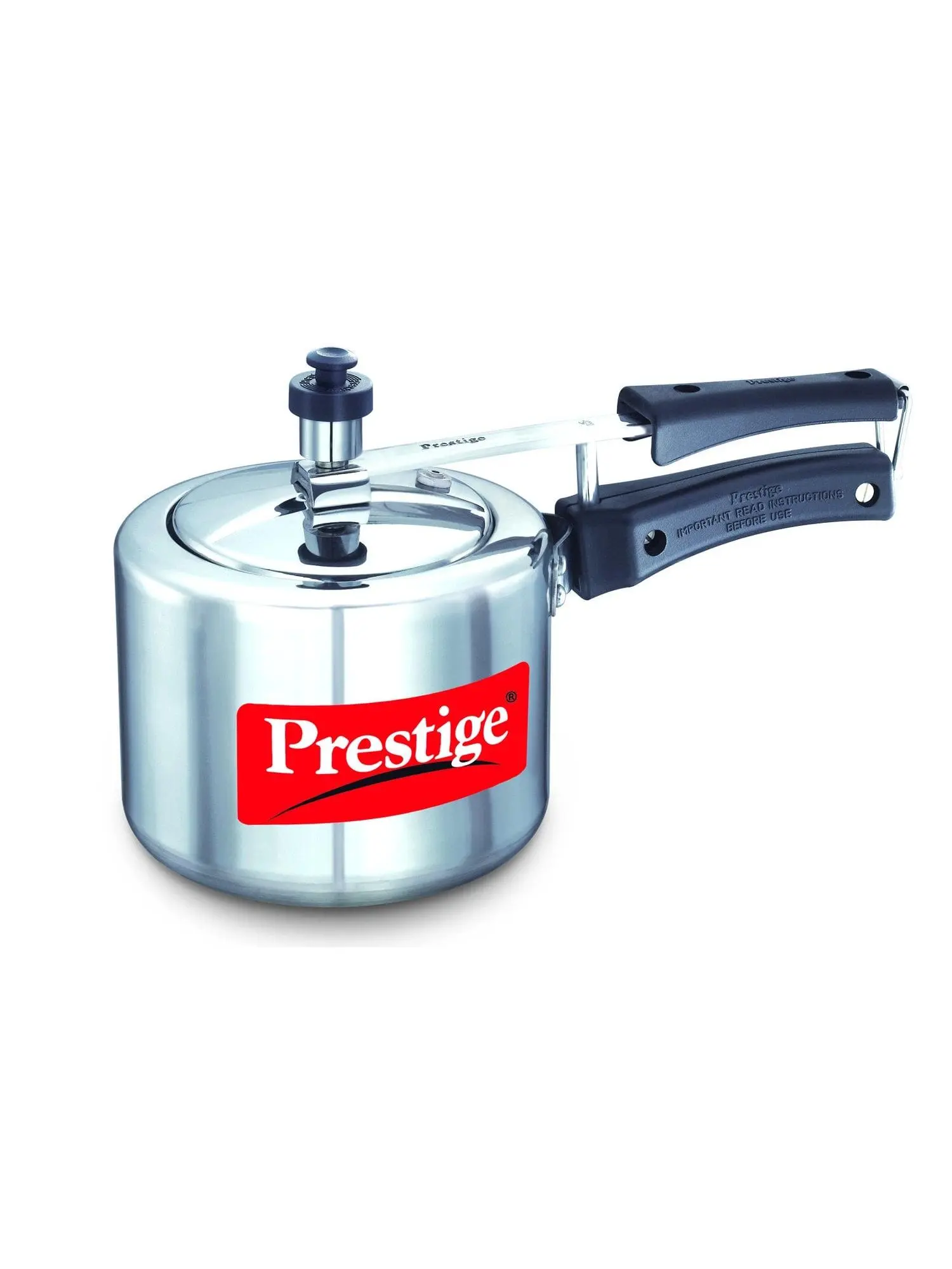 Prestige PRNPC2 Small Nakshatra Plus Flat Base Aluminum Pressure Cooker for Gas and Induction Stove Silver - 2 Liter