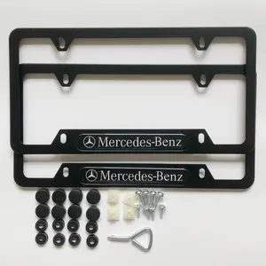 2PC License plate frame holder Aluminum Alloy Front and Rear tags for US car Mercedes Benz auto Automotive Vehicle