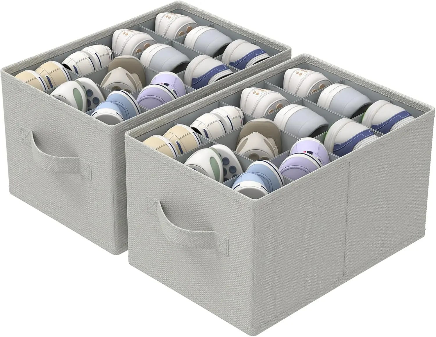 Foldable Shoe Storage Organizer for Closet, Holds Up to 24 Pairs, Space Saving Shoe Storage Box with Handles for Bedroom & Home (2 Pack)