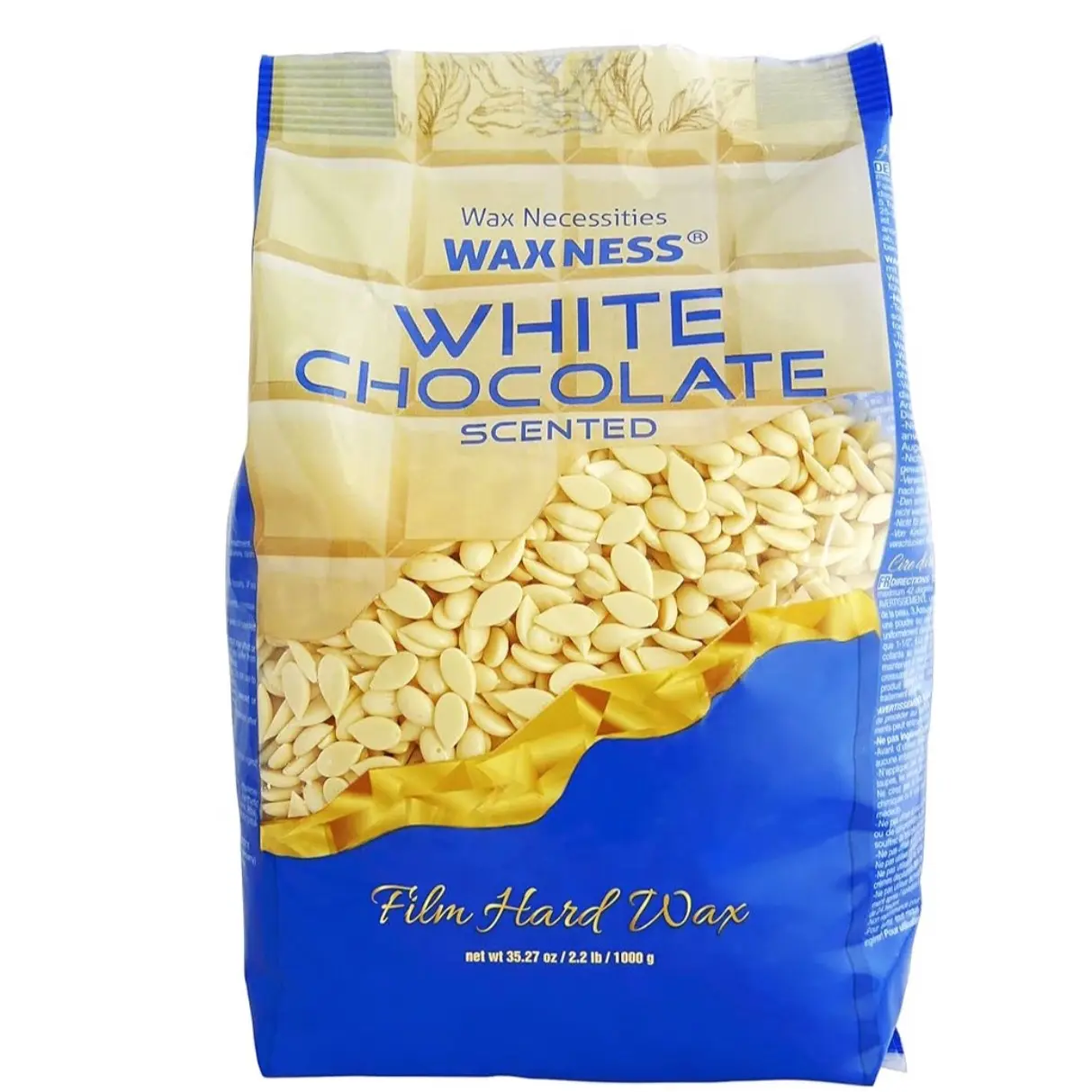 WAXNESS White Chocolate Hard Wax for Hair Removal - Creamy Texture, Chocolate Scent, Smooth Hair Removal, Cosmetic Waxing at Home for Body Care