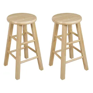 PJ Wood Classic Round-Seat 24" Tall Kitchen Counter Stools, Set of 2
