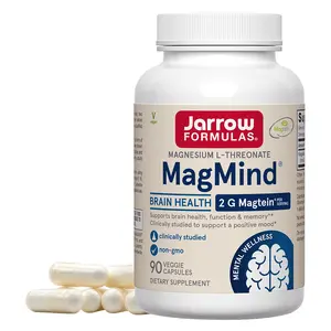 Jarrow Formulas MagMind - 2g Magtein 144mg Magnesium L-Threonate - Vegan Non-GMO - 90 Veggie Capsules - Supports Brain Health Function Memory