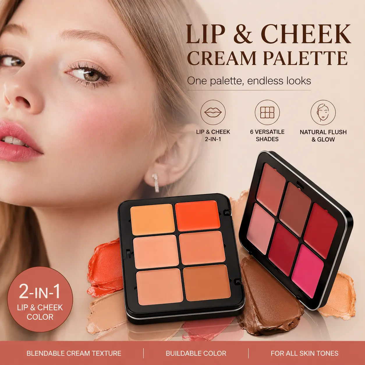 beauty glazed 2 In 1 Matte Cream Blush & Concealer Palette - Long-Wearing, Smudge Proof, Natural-Looking, Blendable Face Makeup With Matte Finish