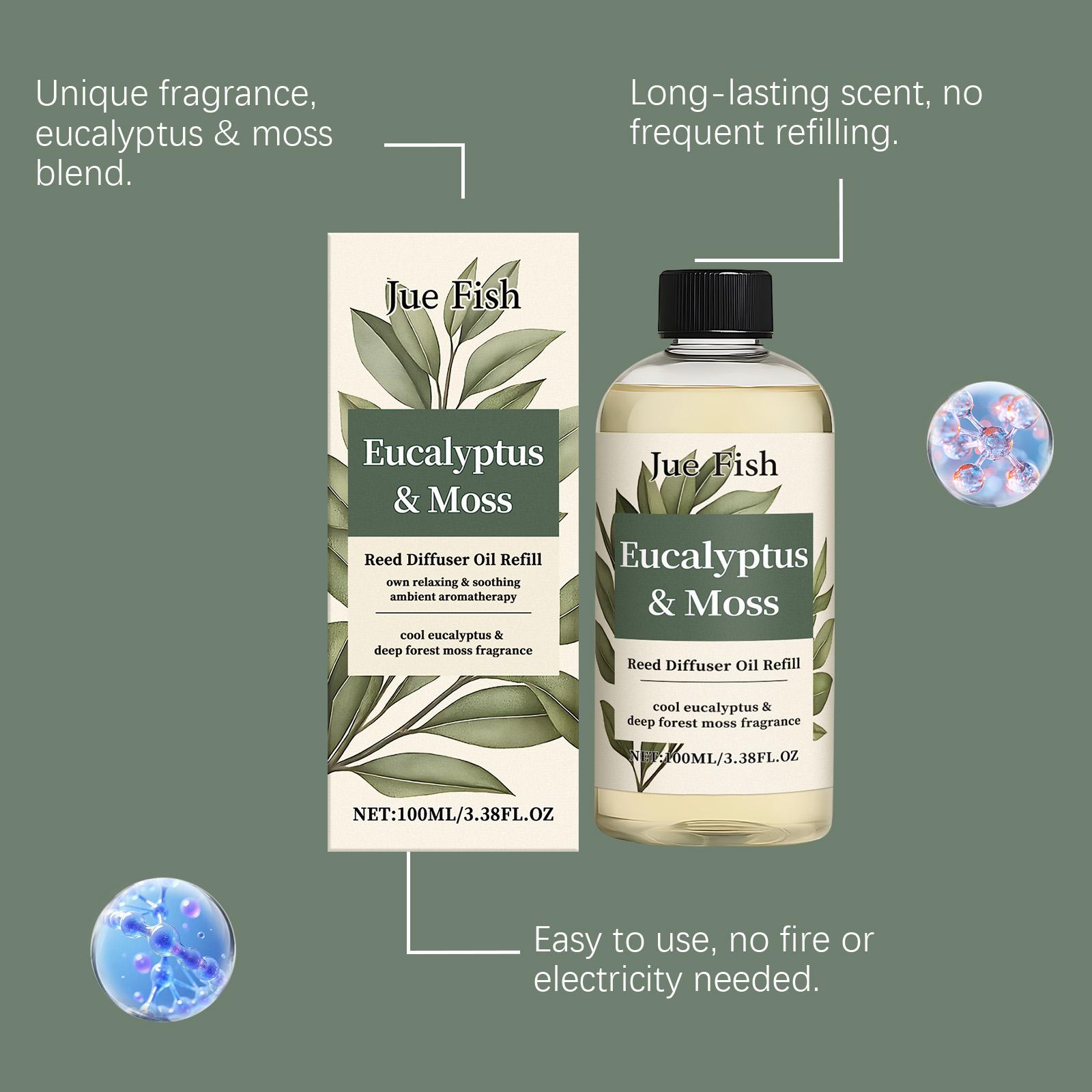 Jue Fish Eucalyptus Moss Aromatherapy Essential Oil Is A Refreshing Woody Fragrance That Diffuses The Air At Home With A Light And Elegant Aroma