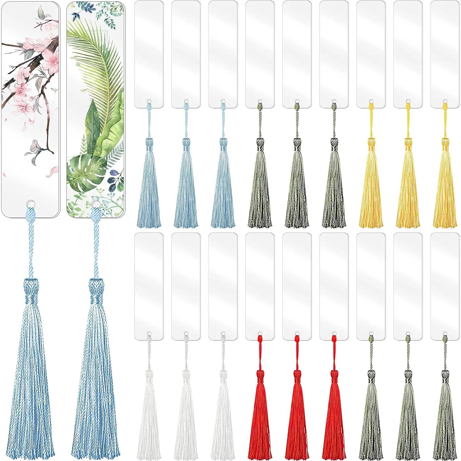 60 count  Bookmark Blanks, 30 count Clear  Bookmarks for Women with 30 count Colorful Tassel for DIY Bookmarks Crafts School  Bags Book Lovers Valentines Readers Gifts (4.75 x 1Inch)