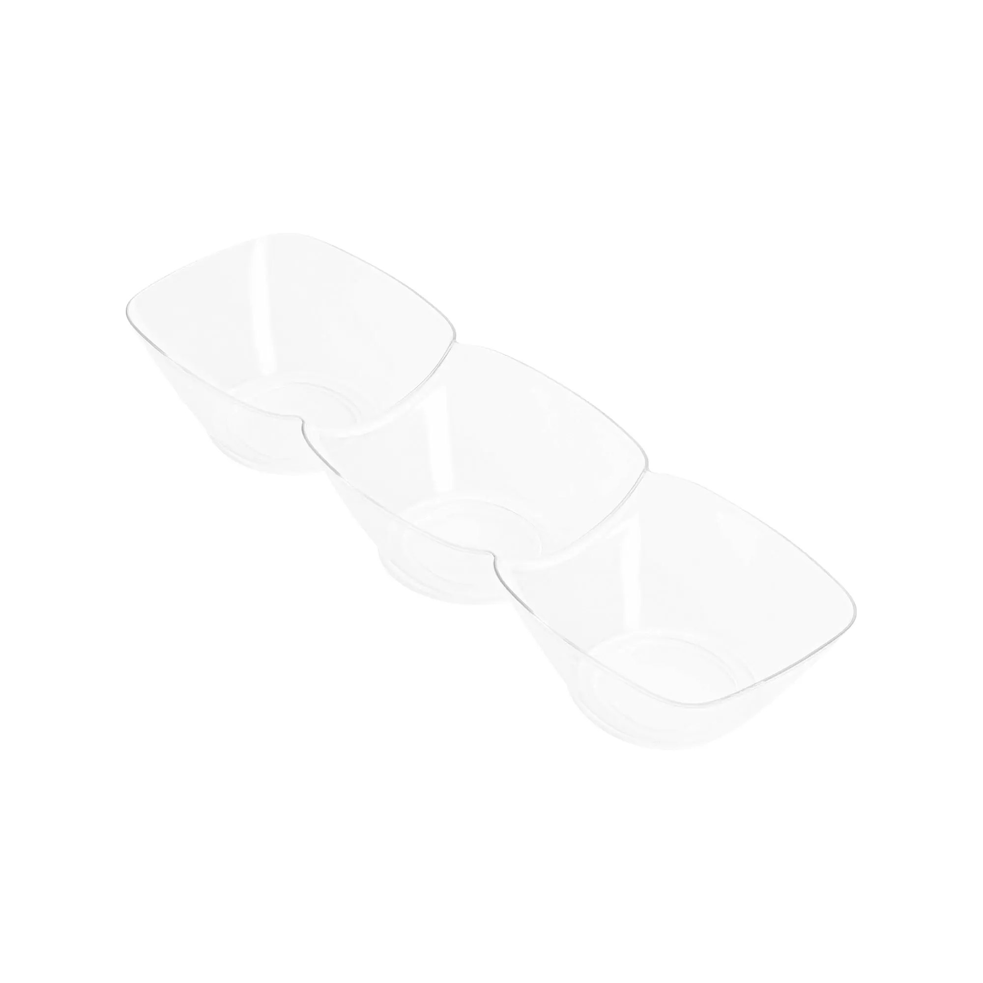 Clear Rectangular 3-Hole Mini Plastic Bowls Clear Rectangular 3-Hole Mini Plastic Bowls