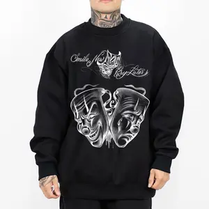Smile Now Cry Later 8, Chicano Clothing, Cholo, Gangster clothes, Hoodies for men, Men's clothing, Streetwear, Graphic tee, Fabric Menswear sdl Oversized Unisex