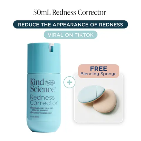 Redness Corrector for Face - Color Corrector, Redness Relief for Face - Smooths & Calms Sensitive Skin with MicroCalm Blend, Ceramides, Vitamins, Antioxidants, Vegan Formula - Comes with FREE Blending Sponge