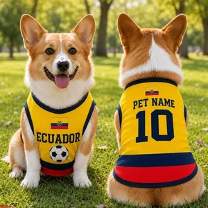 Personalized Ecuador Dog Soccer Jersey, Custom Pet Football Shirt, Sportswear Apparel
