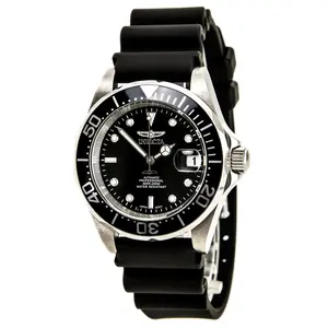 Invicta Men's Automatic Watch - Pro Diver Black Polyurethane Strap Black Dial | 9110