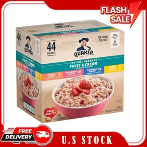 Quaker Instant Oatmeal Fruit & Cream Variety Pack, Single Serve Packets, (44 Pack)