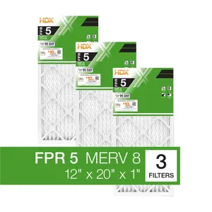 12 in. x 20 in. x 1 in. Standard Pleated Furnace Air Filter FPR 5, MERV 8 (1/3-Pack)