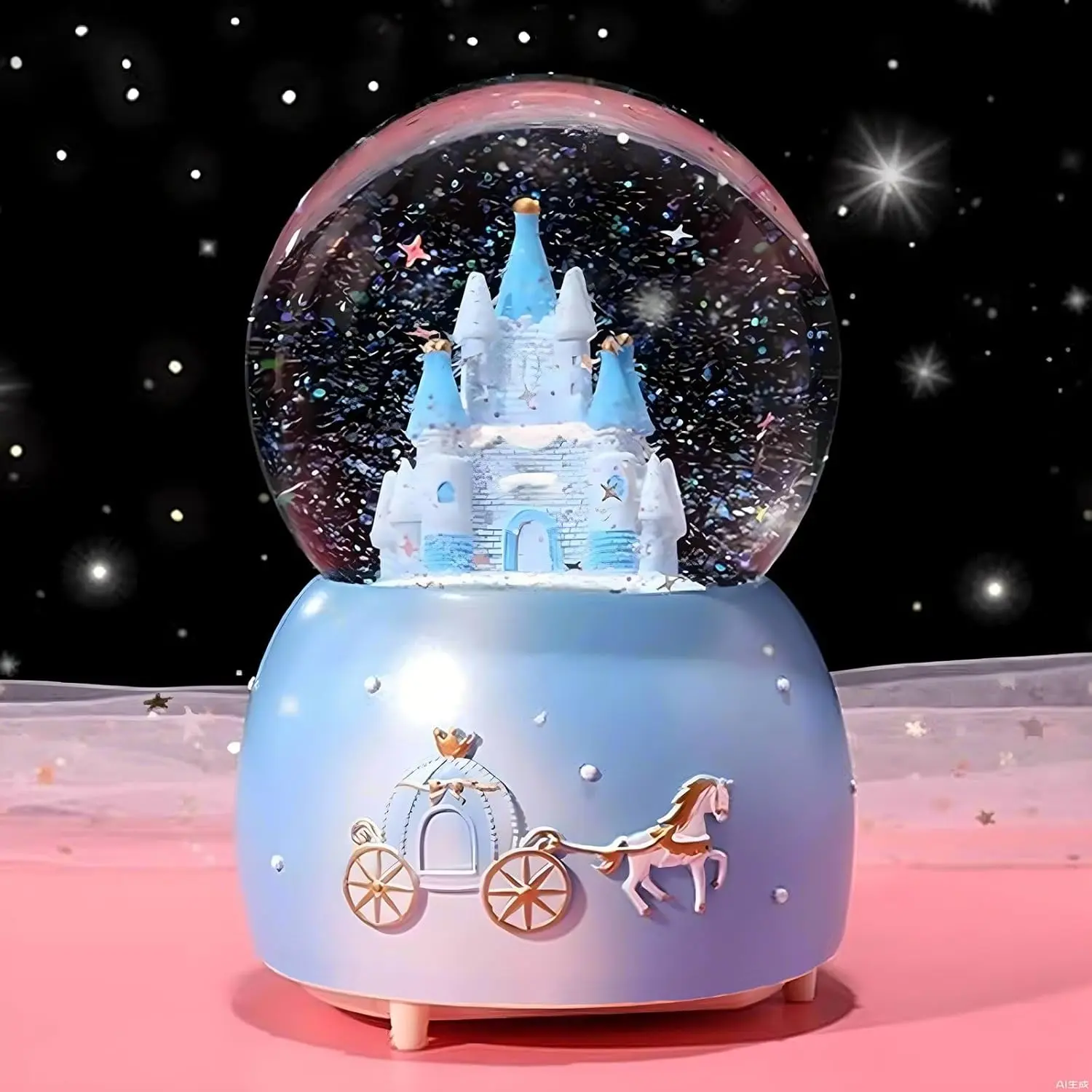 Snow Globes,Blue Castle Music Snowglobes with LED Lights,Automatic Snow Fall Effect,Home Decor for  Room Essentials Birthday Christmas Festival  for 5-16 Year Old Girls (Blue)
