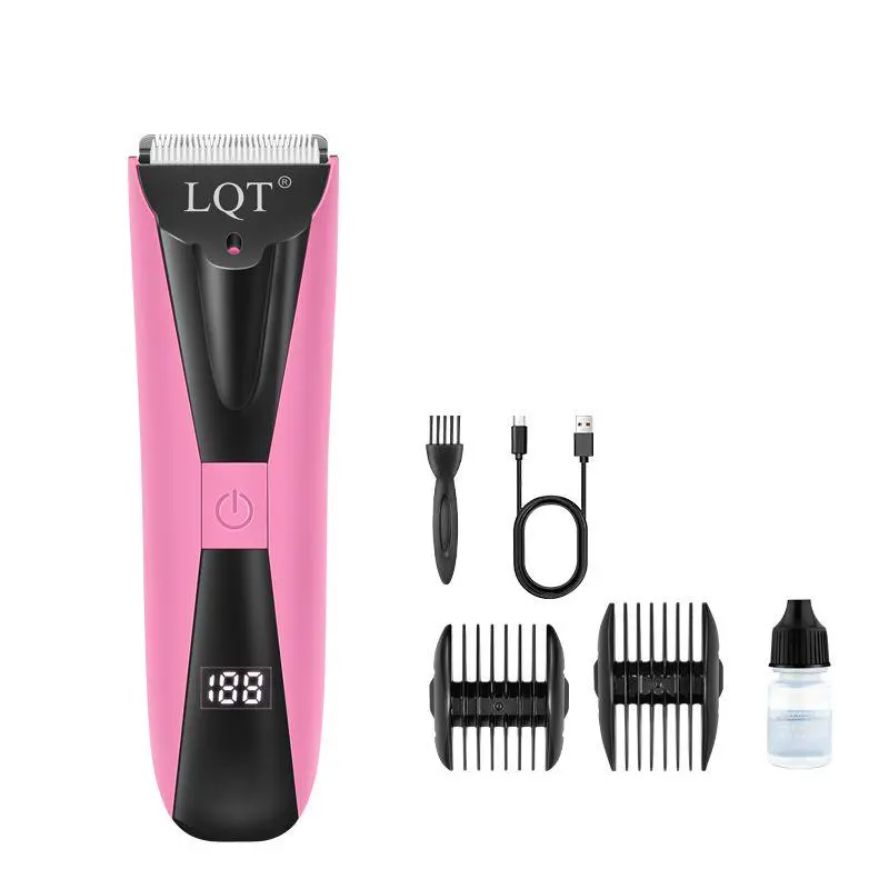 Mini Pink Rechargeable Hair Clipper Kit by LQT, Lightweight Cordless Trimmer Ideal for Travel & Household DIY Haircut