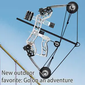 10.24 Inch Mini Composite Bow Set, Compound Bow, Stainless Steel, Dual Hand Use, Includes 8 Arrows and Installation Tools, High Elasticity, Hunting Practice